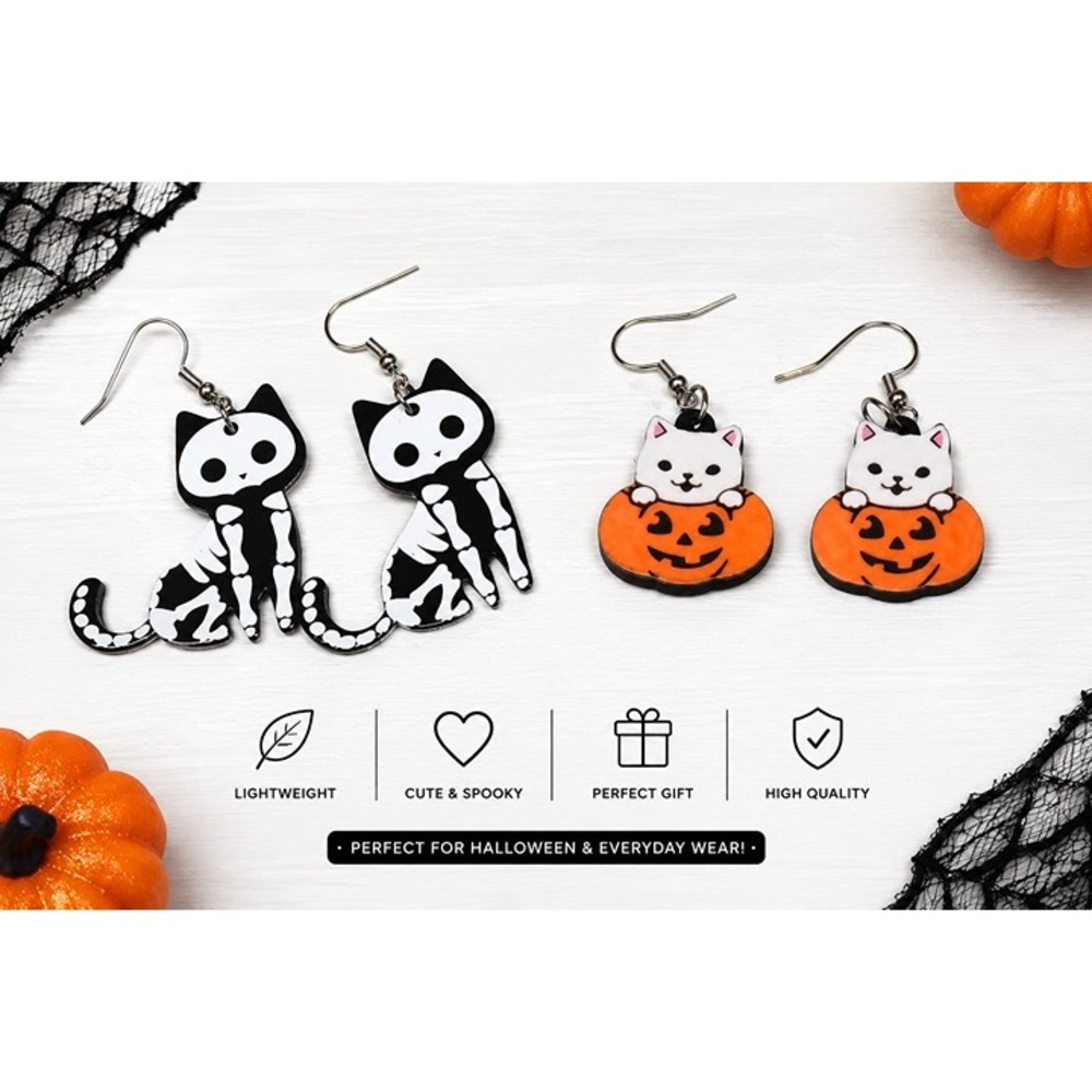Cat Halloween Earring Lot Boutique Cute Spooky Lightweight